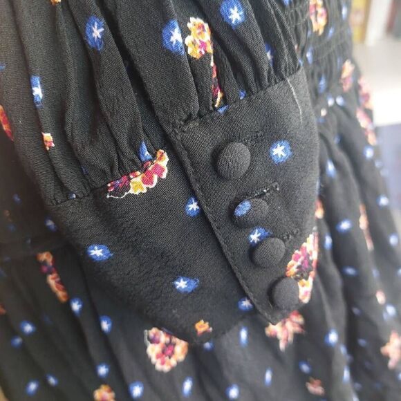 Free People Two Faces Print Mini Dress Smocked Bodice Size Small - Picture 7 of 9